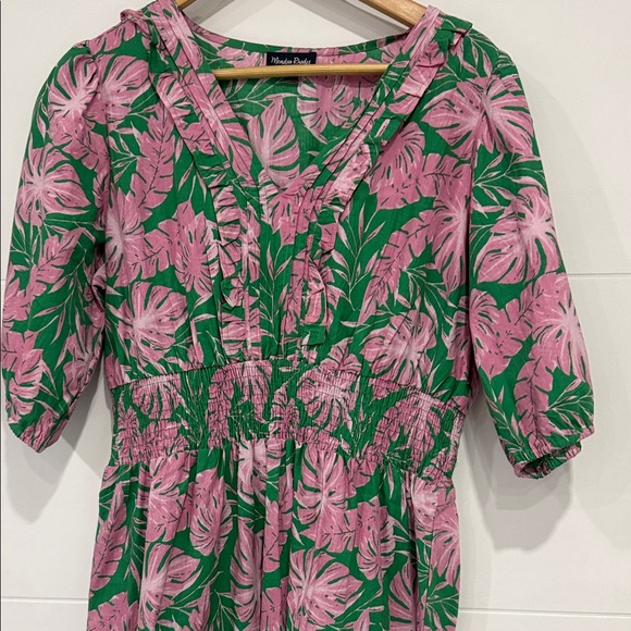 Floral Pink and Green Women's Dress - Picture 2 of 4
